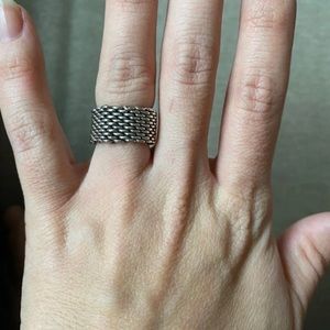 Tiffany mesh ring. Worn but still in good condition.